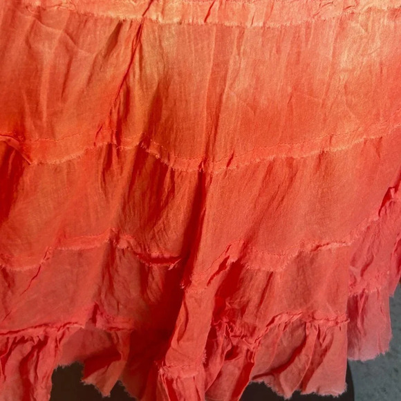 Jackpot Orange Ombre Dyed Tiered Boho Festival Maxi Skirt - Picture 6 of 10
